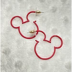 Disney X BaubleBar Mickey Mouse Red Silhouette Hoop Earrings-NEW